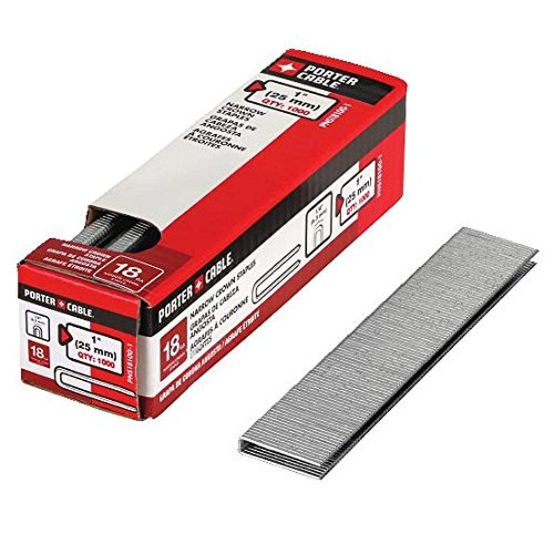 PORTER-CABLE Narrow Crown Staples, 1-Inch, 18 GA, 1000-Pack (PNS18100-1)